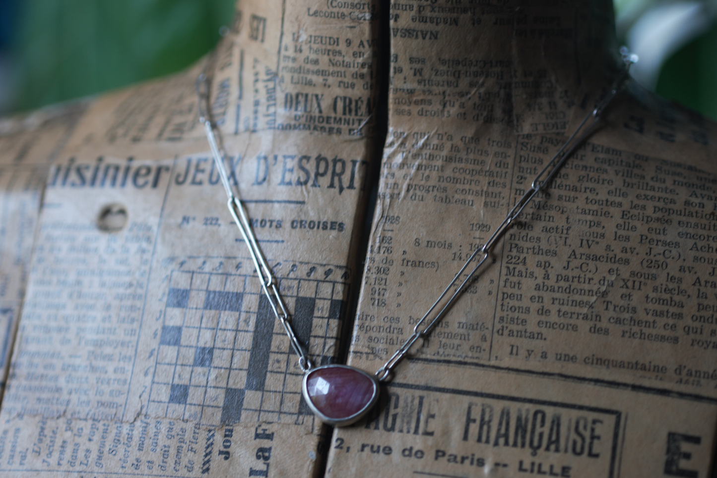 Pink Sapphire on Handmade Chain