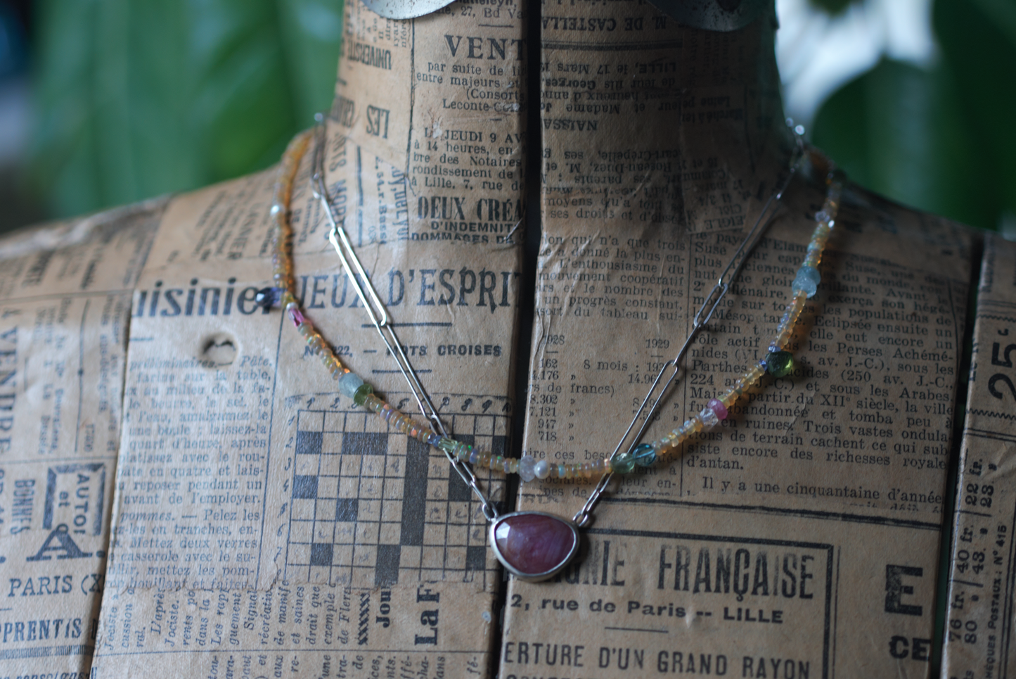 Pink Sapphire on Handmade Chain