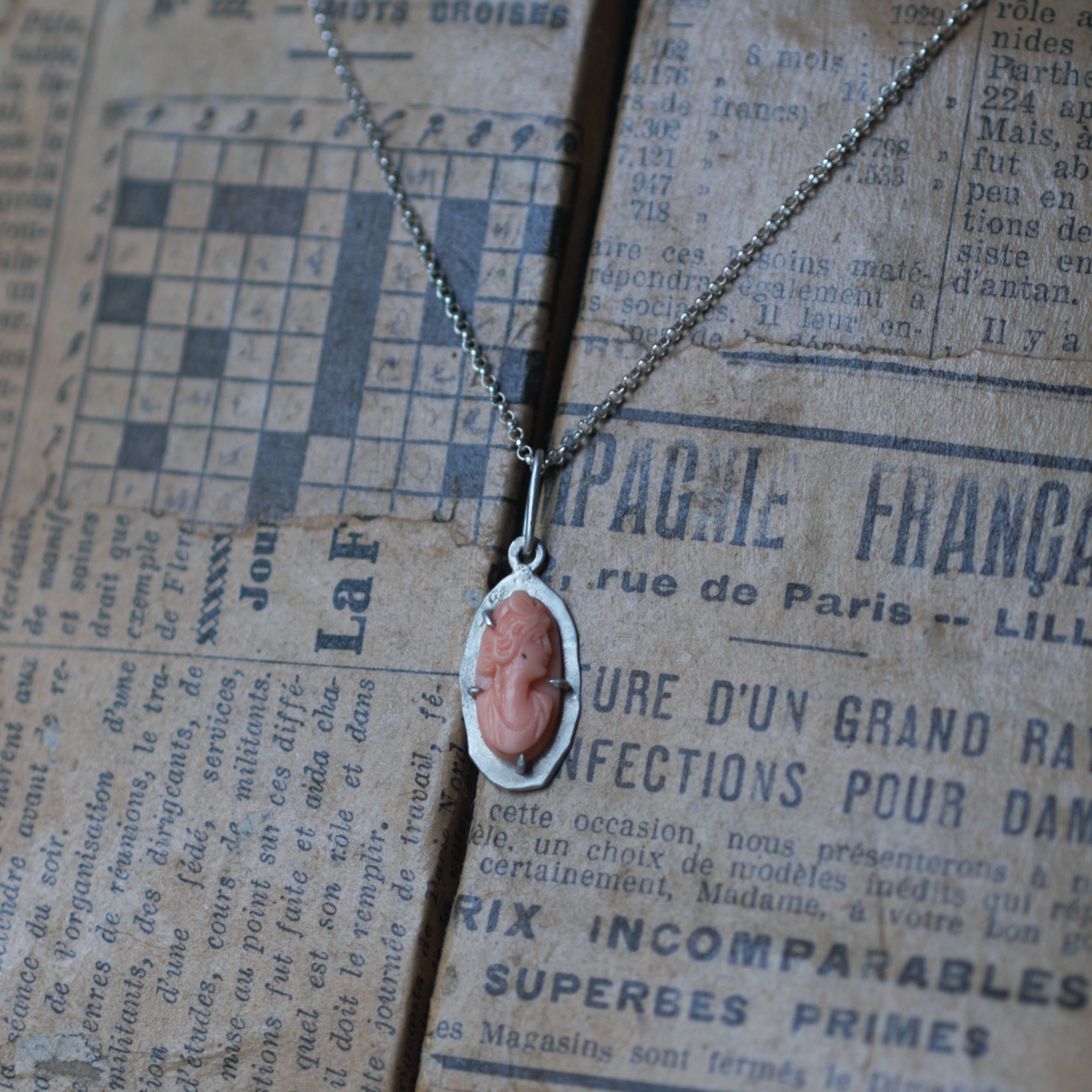 Coral Cameo Charm