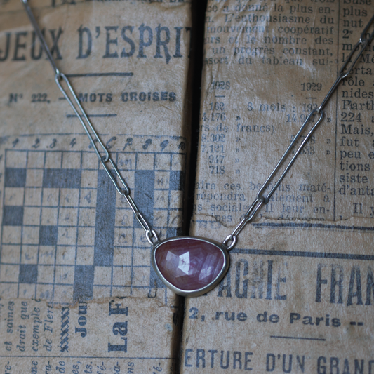 Pink Sapphire on Handmade Chain