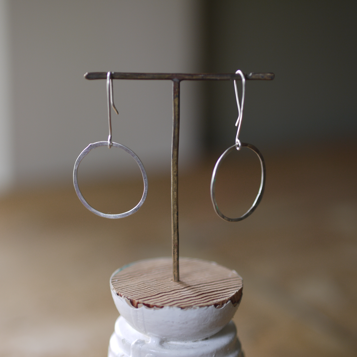 Large Silver Circle Dangles